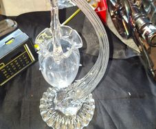 Beautiful 1920s Murano style Spun Glass, a Glass Acorn Basket hanging from a glass stem, Postage Available or Collection