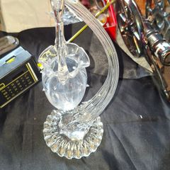 Beautiful 1920s Murano style Spun Glass, a Glass Acorn Basket hanging from a glass stem, Postage Available or Collection