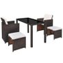 5 Piece Outdoor Dining Set with Cushions Poly Rattan Brown Image 3