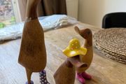 Set of three wooden ducks