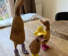 Set of three wooden ducks