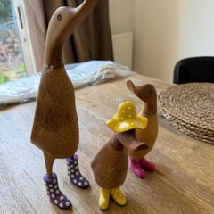 Set of three wooden ducks