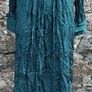 Teal Crinkled Long-Sleeved with High Funnel Neck Maxi Dress Image 8