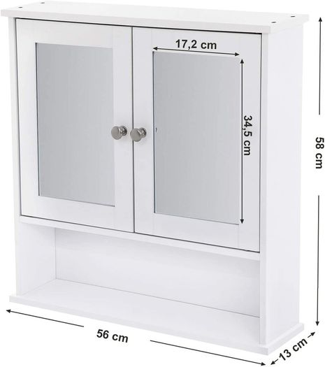 _Bathroom Cabinet, Wall Cupboard, Mirror with Shelf, Wooden Makeup Cabinet
