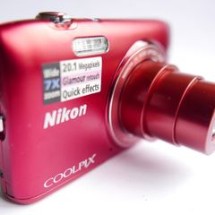 Nikon COOLPIX S3400 Red 20.1 MP Digital Camera, SD Card and charging cable