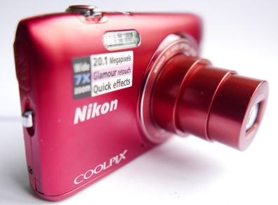 Nikon COOLPIX S3400 Red 20.1 MP Digital Camera, SD Card and charging cable