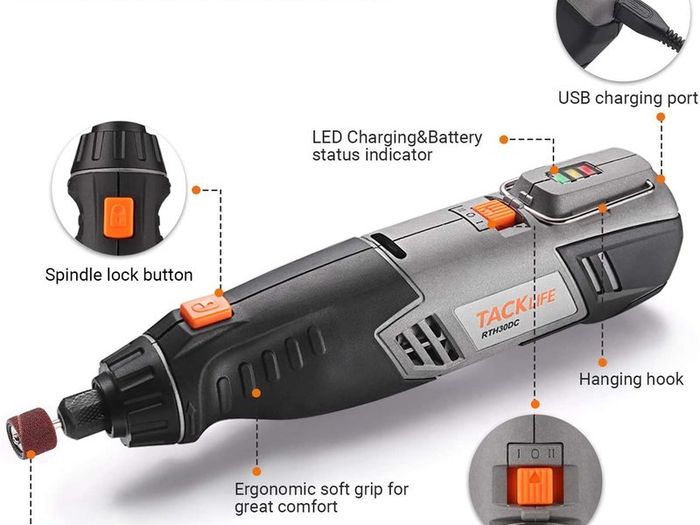 Rotary Tool, Cordless Rotary Tool 4V Power Potable Grinder with 31 Accessories and USB Cable for Recharging, Perfect for DIY Creation and Light Duty