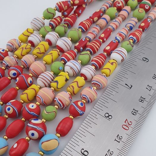 Antique Mix Venetian Style MultiColor Eyes Glass Beads Necklace