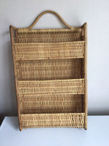 Large Wall hanging Wicker Cane Spice/ Letter Rack