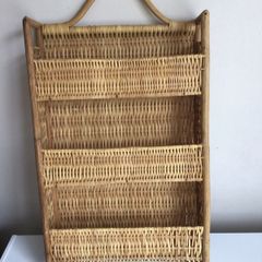 Large Wall hanging Wicker Cane Spice/ Letter Rack