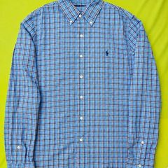 Ralph Lauren blue plaid button up shirt