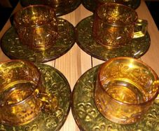 Vereco amber glass coffee set