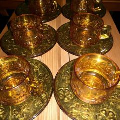 Vereco amber glass coffee set