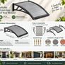 Polycarbonate Door Canopy 61 x 60cm Smoke Grey Front Door & Window Awning Image 2