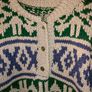 Vintage Unisex Heavy Knit Wool Sweater  Cream with a green and purple design  Men's Size Medium Image 6