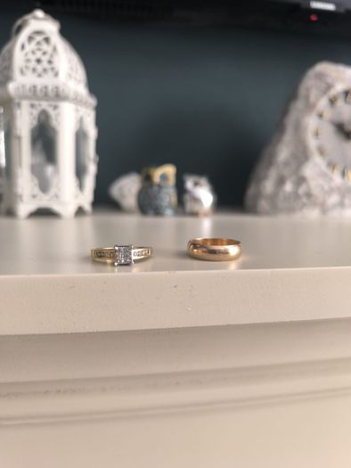 Engagement ring and wedding ring