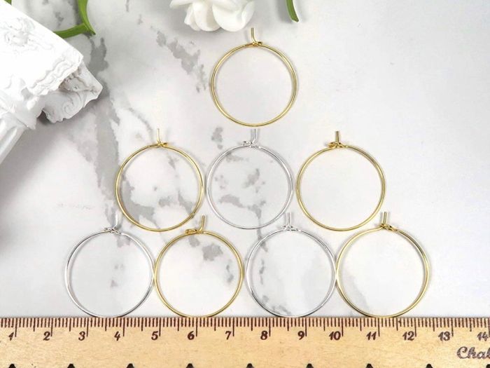 200pcs Wine Glass Charm Rings Silver Tone and Golden Earring Beading Hoop 25mm for Craft Making Party Favor (FREE POSTAGE)