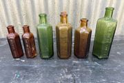 Antique Poison chemist pharmacy bottles set X6