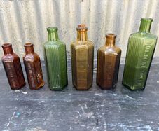 Antique Poison chemist pharmacy bottles set X6