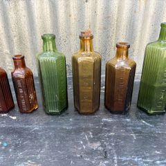 Antique Poison chemist pharmacy bottles set X6