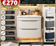 Shoreditch 550 two drawer wall hung unit and basin massive saving