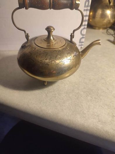 Oriental Brass lovely looking Tea or Coffee Pot. Engraved Indian Pot. Small Vintage Jug. Handmade