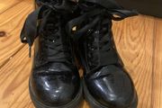 Next black patent glittery boots with ribbon laces size 12