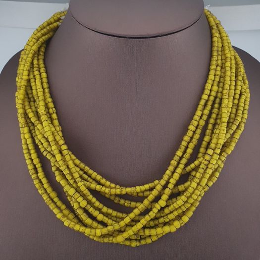 Antique Venetian Yellow Trade 3-5mm Beads Necklace Strands