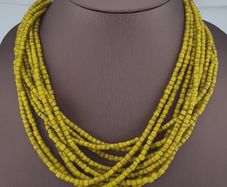 Antique Venetian Yellow Trade 3-5mm Beads Necklace Strands
