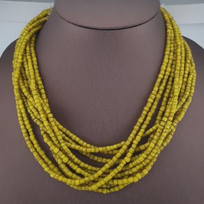 Antique Venetian Yellow Trade 3-5mm Beads Necklace Strands