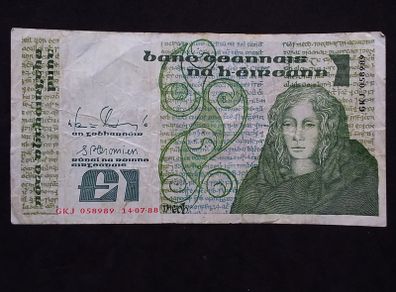 The Central Bank of Ireland : 1988 , 1 Pound - Queen Medb ( Maeve) , Banknote