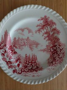 Vintage Johnson Bros "Castle On The Lake" Pink Transferware Tea Set