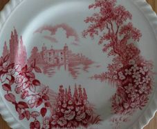 Vintage Johnson Bros "Castle On The Lake" Pink Transferware Tea Set