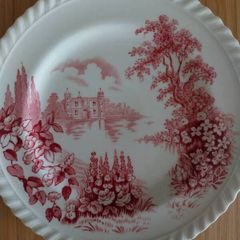 Vintage Johnson Bros "Castle On The Lake" Pink Transferware Tea Set