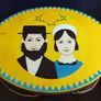 Amazing Collectable Large Oval Amish Patterned Tin Picnic Box with Handles, Very Rare to Find in Ireland - Funky Picnic Time! Props for Stage and Screen! Image 9