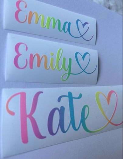 Personalised vinyl decal name stickers school lunchbox bottle notebook iPad