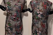 Sheer Floral Embroidery Dress NEW