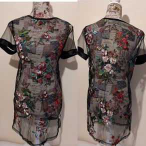 Sheer Floral Embroidery Dress NEW