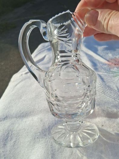 Tyrone Crystal Cut Glass Milker and Sugar Bowl