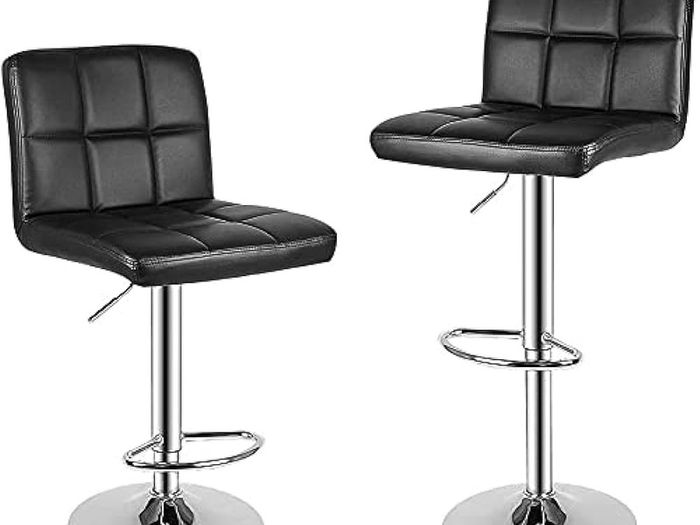 Barstool, Bar Stools Set of 2 PU Leather Swivel Height Adjustable Bar Chairs With Backrest For Breakfast Bar, Counter, Kitchen and Home Barstools