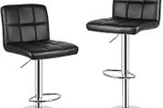 Barstool, Bar Stools Set of 2 PU Leather Swivel Height Adjustable Bar Chairs With Backrest For Breakfast Bar, Counter, Kitchen and Home Barstools