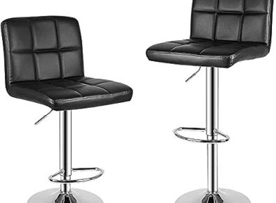 Barstool, Bar Stools Set of 2 PU Leather Swivel Height Adjustable Bar Chairs With Backrest For Breakfast Bar, Counter, Kitchen and Home Barstools