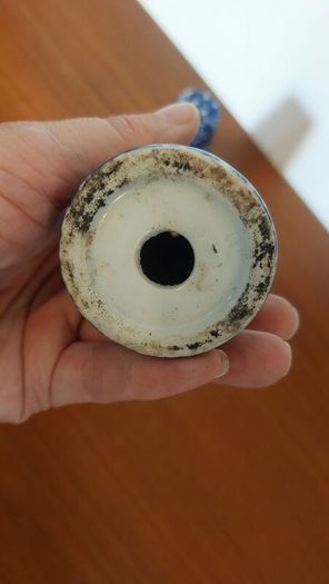 Fabulous Pair of Salt and Pepper Shakers in the Style of Burleighware "Blue Calico Pattern", but no Backstamps, Missing Stoppers
