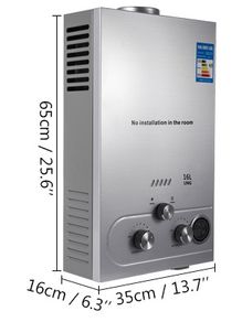 Instant Tankless Water Heater 16L Stainless Steel Natural Gas Instant Electric Tankless Heaters Shower Kit