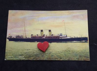 L and N. W. , S.S. Anglia , Holyhead and Dublin Service , Postcard - 1900s