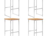 Bar Chairs 4 pcs Solid Teak Wood and Stainless Steel