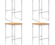 Bar Chairs 4 pcs Solid Teak Wood and Stainless Steel