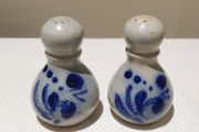 Vintage Stoneware Salt Glaze Pottery Salt &amp; Pepper Shakers