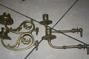 Two Pairs of  Vintage, French, brass wall or piano candle holders L-7,4"