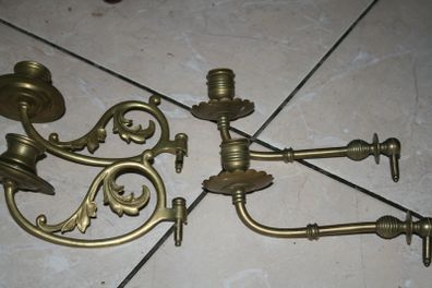 Two Pairs of  Vintage, French, brass wall or piano candle holders L-7,4"